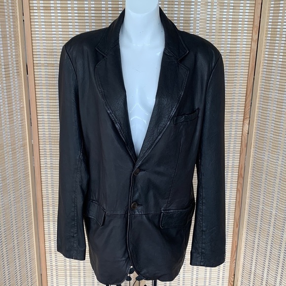 Zara man dark brown genuine leather blazer-jacket, size XL - Picture 7 of 14
